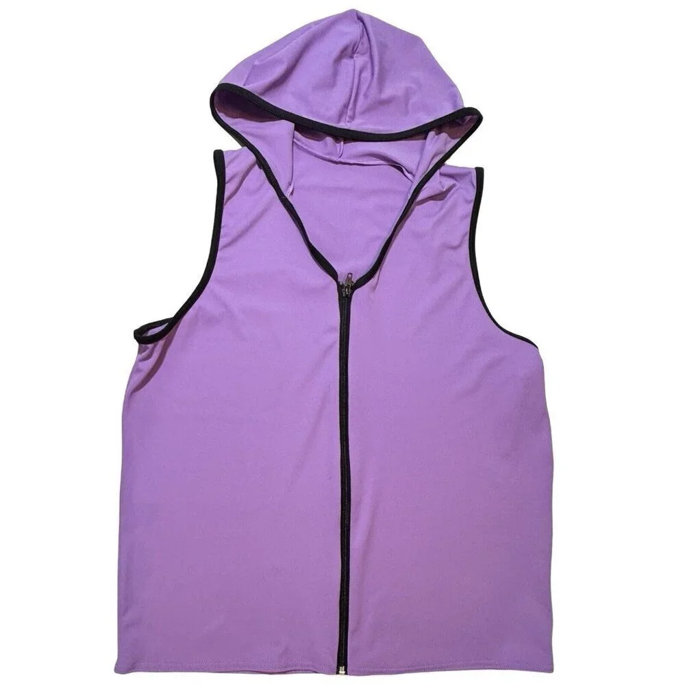 WEISSMAN Unisex Lavender Hooded‎ Dance Vest Size XXLC Zipper Hip Hop Costume NEW